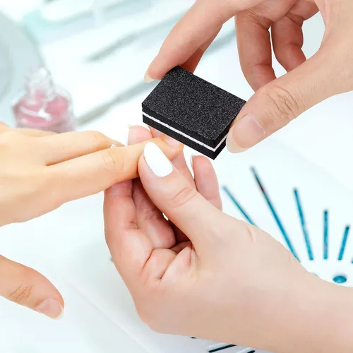 Miniatura 3 de 100 unidades de mini amortiguadores para uñas de grano 180/100 para uñas acrílicas para el cuidado de las uñas (negro)