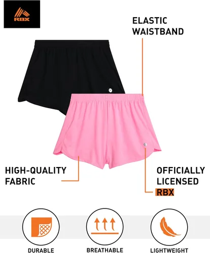 Miniatura 2 de RBX Girls' Active Shorts - 2 Pack Athletic Gym Dolphin Shorts (Size 4-16)