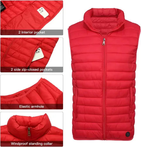 Miniatura 3 de Xsylxgc Chaleco acolchado ligero para hombre, chaleco aislante, resistente al agua, para exteriores, sin mangas, ropa de invierno