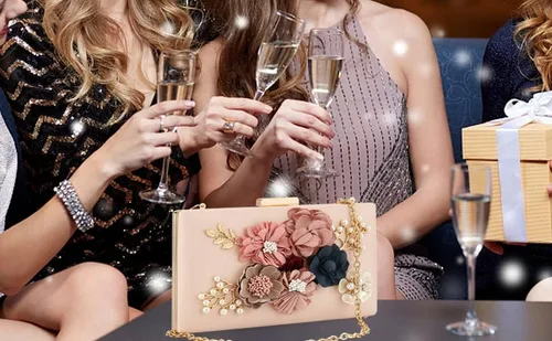 Miniatura 9 de Bolso de noche floral para mujer, bolso de mano de noche de flores, elegante bolso de banquete para mujer, fiesta, boda, banquete
