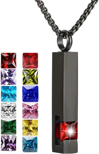 Miniatura 36 de YOUFENG collar con urna para cenizas, cubos de piedras natales, urna para cenizas humanas, collar de urna de cremación, relicario, recuerdo