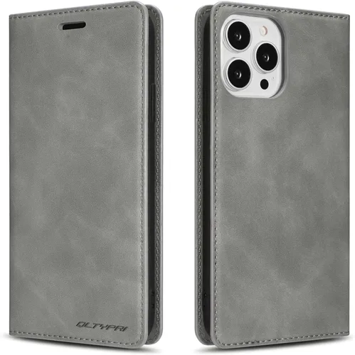 Miniatura 32 de QLTYPRI Funda para iPhone Air, Funda de piel sintética premium TPU parachoques con tarjetero Kickstand adsorción magnética oculta a prueba de golpes