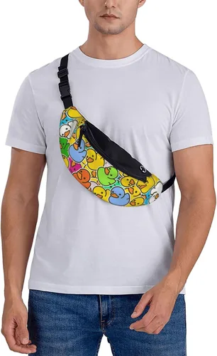Miniatura 6 de Riñonera cruzada con la bandera de Estados Unidos, para hombres y mujeres, para viajes, caminar, correr, senderismo, pesca., Pato Multicolor 1
