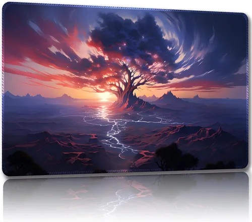Miniatura 26 de Tapete de juego para MTG, con bolsas de almacenamiento gratis, tapete de juego de 24 x 14 pulgadas, TCG y alfombrillas de juego de mesa para Gato