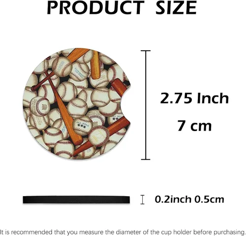 Miniatura 3 de 2 posavasos para automóvil, diseño deportivo de béisbol, universal, de goma antideslizante, para portavasos de 2.75 pulgadas, accesorios