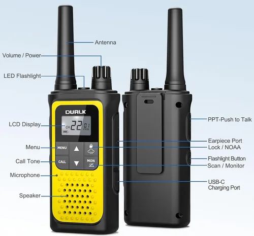 Miniatura 7 de Walkie Talkies recargables de largo alcance, paquete de 4 Walkie Talkies para adultos NOAA con alerta meteorológica, radio de 2 vías de 22 canales