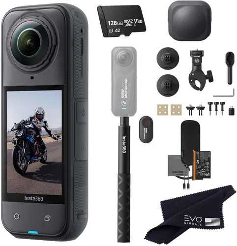 Miniatura 9 de Insta360 X5 Paquete para Motocicleta - Cámara de acción impermeable 360 de 8K con sensores de 48 MP de 1/1.28", video HDR 360 de 8K, 72MP, lente