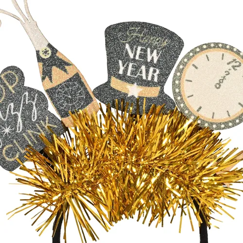 Miniatura 5 de Beistle Diademas de Feliz Año Nuevo - Brillantes, Star Boppers y sombreros de tela brillante: Año Nuevo