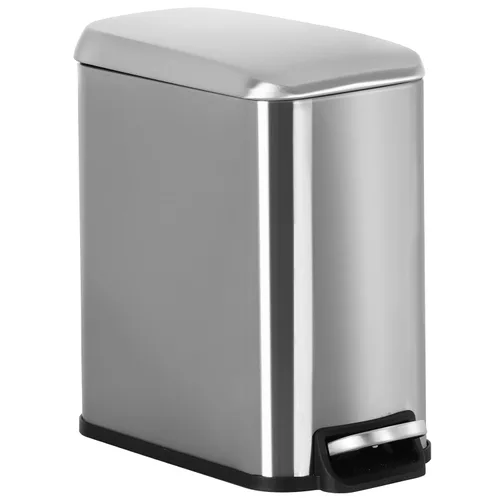 Miniatura 10 de PayLessHere Cubo de basura delgado de 1.3 galones con tapa, pequeño cubo de basura negro de acero inoxidable con cubo interior extraíble