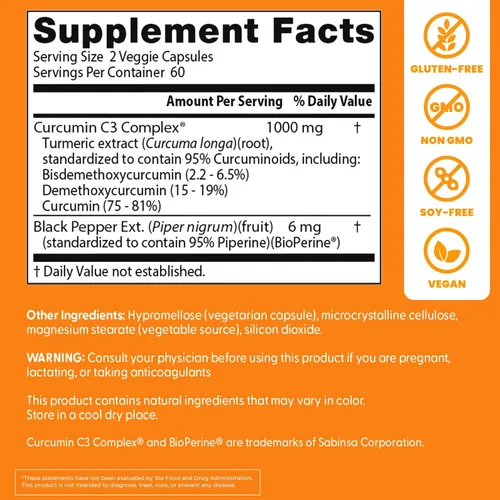 Miniatura 3 de Doctors BEST Curcumina de alta absorción de raíz de cúrcuma, apoya la salud de las articulaciones, sin OMG, sin gluten, sin soja, vegana, 120