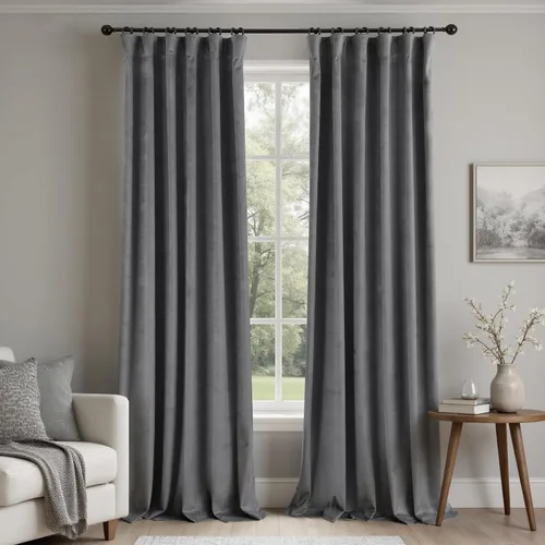 Miniatura 40 de Cortinas de terciopelo con trabilla trasera de 52 x 63 pulgadas de color naranja quemado de KOUFALL