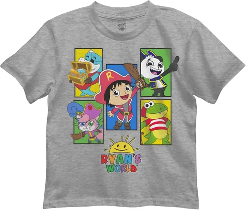 Ryan's World Camiseta para niños - Ryan Toys Review - Camiseta oficial (gris jaspeado, talla S-4), Gris jaspeado