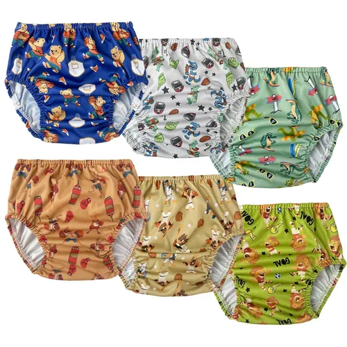 Miniatura 7 de BISENKID Paquete de 6 fundas impermeables de plástico para ropa interior para entrenamiento de orinal y buen elástico para ropa interior de plástico