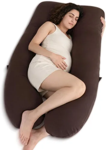 Miniatura 17 de QUEEN ROSE - Almohadas corporales refrescantes para embarazo, sedosas, en forma de U, tamaño de 55 pulgadas, para dormir, alivio del dolor de Azul
