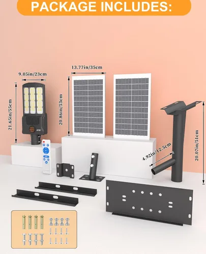 Miniatura 8 de JAYNLT Y-11000W Luces Solares de Calle al Aire Libre, 800000 LM 6500K Luces de Estacionamiento Brillantes Comerciales, Luces de Inundación Divididas