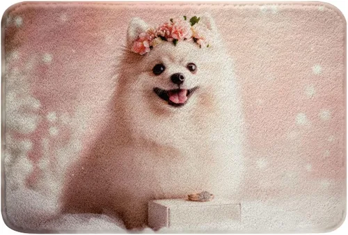 Miniatura 9 de Erosebridal Cartoon Dog Bathroom Rugs Pomeranian Dog Bathroom Accessories Cute Puppy Doormats Floor Mats Pet Animal Entryway Rug 16"X24",Water