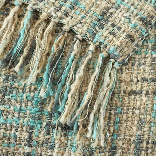 Miniatura 4 de Manta de punto trenzado multicolor azul y gris para sofá, 50 x 60 pulgadas, estilo bohemio, manta texturizada para decoración del hogar, manta