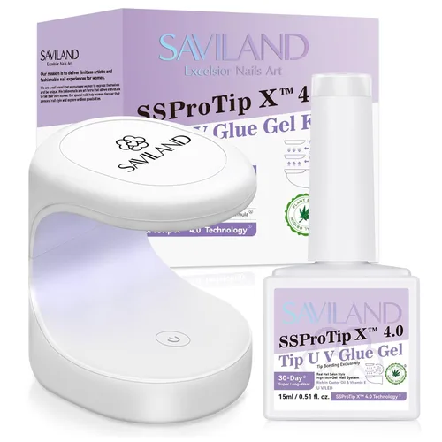 Miniatura 11 de SAVILAND Juego de iniciación de kit de uñas de gel: gel de pegamento de uñas de 14 días y 500 puntas de uñas de alta transparencia para presionar