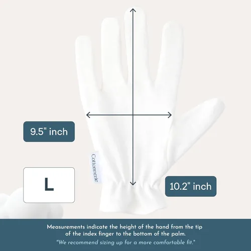 Miniatura 6 de Cottonnerie - 4 pares de guantes de algodón originales para manos secas para dormir, guantes hidratantes durante la noche, guantes hidratantes