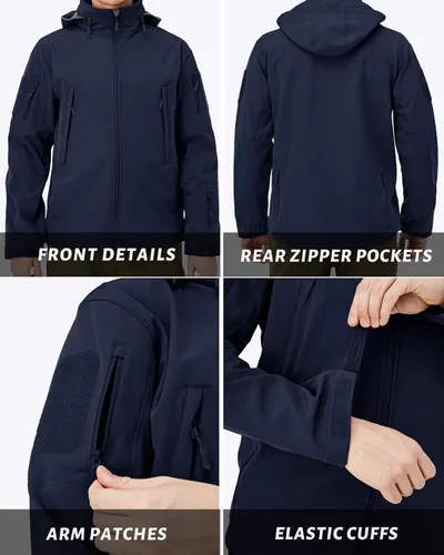 Miniatura 6 de MAGCOMSEN - Chaqueta táctica para hombre, de invierno, con forro polar y bolsillos múltiples, para esquiar, impermeable, forrada