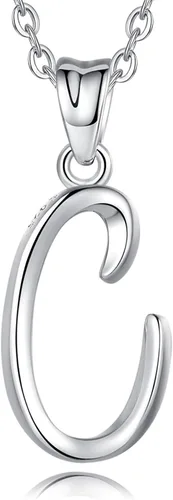EUDORA Collares de plata esterlina con inicial para mujer, regalos clásicos de 26 letras sin cuello para niñas, hermana, madre hija, cadena de 18