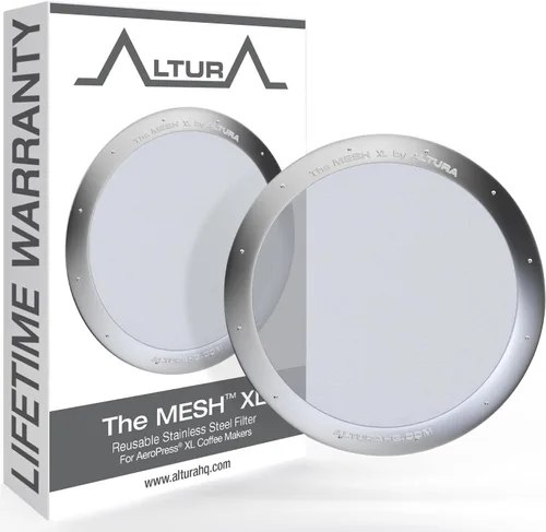 ALTURA Filtro de acero inoxidable MESH XL para cafeteras AeroPress, repuesto de filtro de metal reutilizable para rico sabor, viajes y preparación