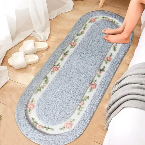 Miniatura 6 de Abreeze Alfombra rosa para sala de estar y dormitorio, antideslizante, ultrasuave, lavable y absorbente, 17.71x49.21 pulgadas, color azul