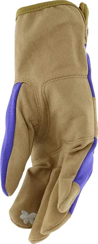 Miniatura 4 de Miracle-Gro MG86206 - Guantes de palma acolchados (bronceado/morado, mediano/grande), palma de cuero sintético, compatible con pantalla táctil