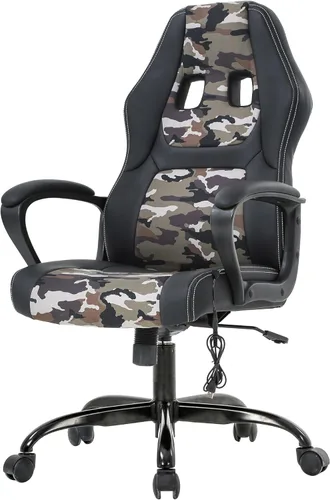 Miniatura 9 de PayLessHere Silla ergonómica de oficina para videojuegos, silla de computadora con soporte lumbar, silla ejecutiva ergonómica de piel sintética Negro