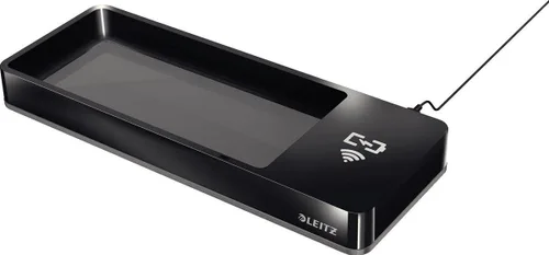 Leitz Qi 53650095 - Cargador de teléfono inalámbrico de inducción con organizador de escritorio, negro/gris, gama de dos colores