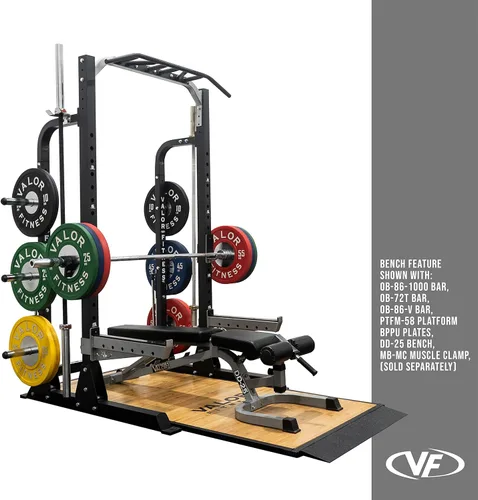 Miniatura 3 de Valor Fitness Máquina de sentadillas de media rejilla - Estación de dominadas de agarre múltiple de 5 posiciones - Altura ajustable, almacenamiento