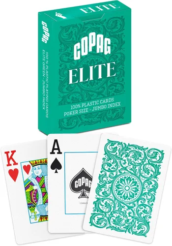 Miniatura 13 de Copag Elite cartas de juego 100% de plástico, tamaño póquer (estándar) índice Jumbo, baraja individual (negro)