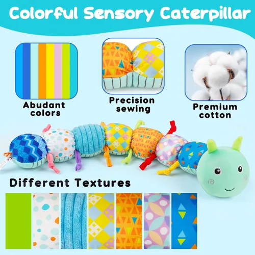 Miniatura 4 de Topsochir Juguetes de Tiempo Boca Abajo para Bebés de 0-6 Meses Peluche Musical de Animal de Oruga para Infantes de 6-12 Meses Juguete Sensorial