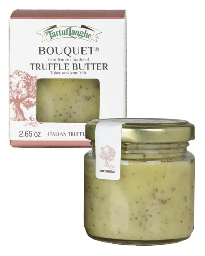 TartufLanghe Bouquet Mantequilla de trufa negra – Mantequilla gourmet untable hecha con trufa negra italiana, condimento saborizado sin gluten para