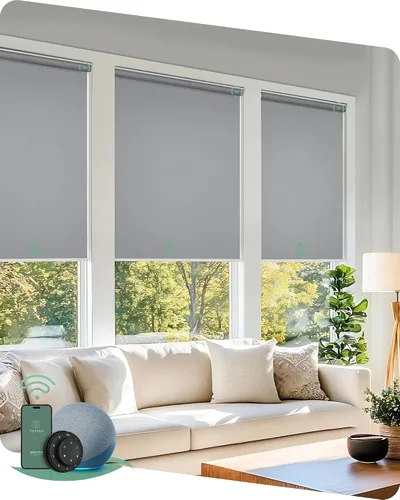 Yoolax - cortinas enrollables motorizadas sin cenefa Vinilo opaco gris claro