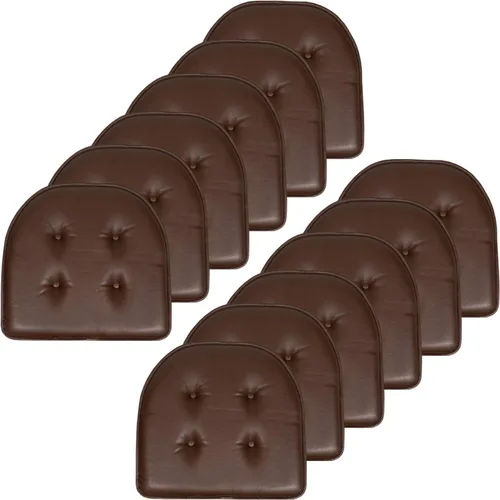 Miniatura 23 de Sweet Home Collection - Cojín de espuma viscoelástica para silla con capitoné, antideslizante, parte trasera de goma, en forma de U, 17 x 16 Piel
