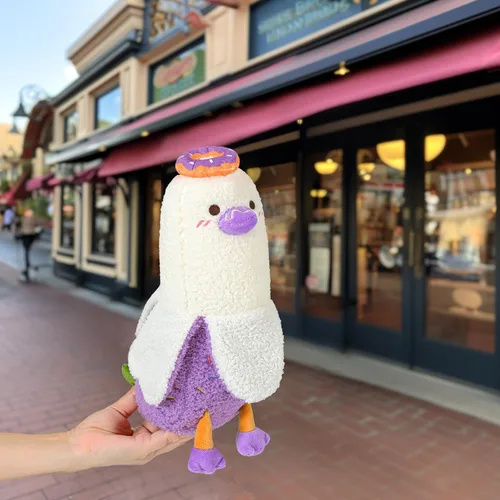 Miniatura 15 de PEACH CAT Peluche de pato de plátano con moño, peluche romántico de 12 pulgadas, almohada de felpa para abrazar, regalo de peluche para novia, Arco