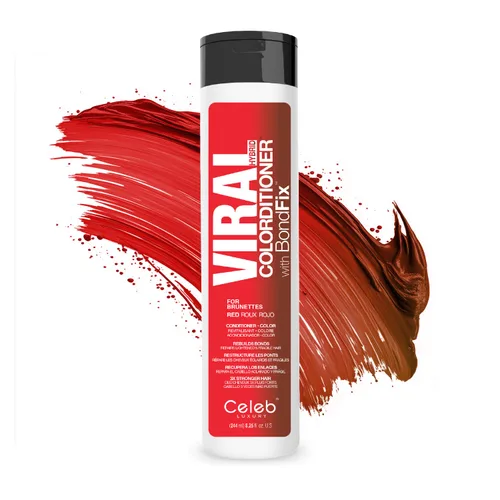 Celeb Luxury Acondicionador de depósitos de color - Actualizador de color con Bondfix Bond Rebuilder, Viral y Gem Lites, combina con Colorwash Rojo
