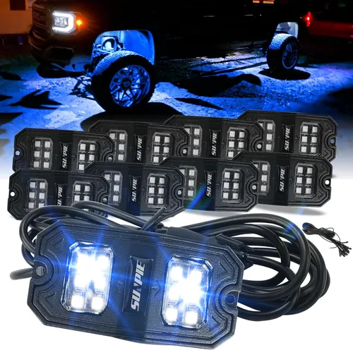 Miniatura 9 de SUNPIE 8 cápsulas de luz LED de roca ámbar de conexión rápida, 18 chips de ángulo amplio, cables de extensión de 4M para cada luz, almohadillas