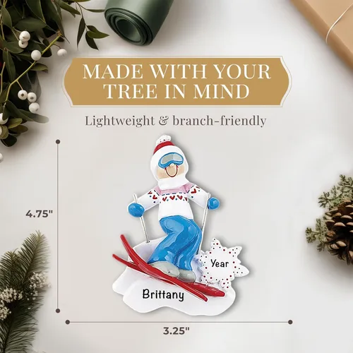 Miniatura 4 de Adorno de esquí personalizado 2026 Adornos de Navidad deportivos grabados con láser para árbol Regalo de recuerdo personalizado de esquiador