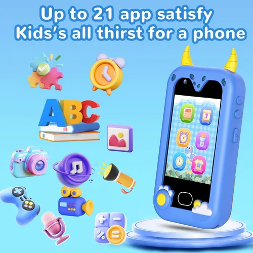 Miniatura 6 de Lapare - Teléfono inteligente para niños, 2.8'' de pantalla táctil HD con cámara doble para niños, teléfono de juguete de dinosaurio