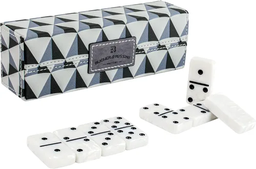Juego de dominó para adultos, juego de dominó doble de 6, 28 fichas blancas marmoleadas jumbo, juego de dominó para adultos y niños, juegos de mesa