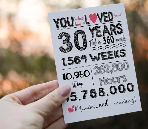 Miniatura 6 de Tarjeta de cumpleaños número 30 para él o ella – Divertida tarjeta de felicitación de hitos plegada de 5 x 7 pulgadas, cartulina de 12.35 oz/m²