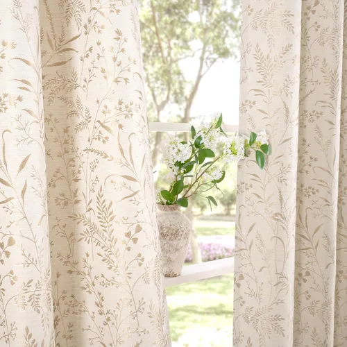 Miniatura 7 de BGment Cortinas de lino beige para dormitorio de 63 pulgadas de largo, cortinas de ventana con ojales y ojales para ventana de sala de estar, 2