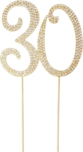 Honbay 30 decoraciones para tartas con diamantes de imitación de cristal brillantes para decoración de tartas para fiesta de cumpleaños 30 o