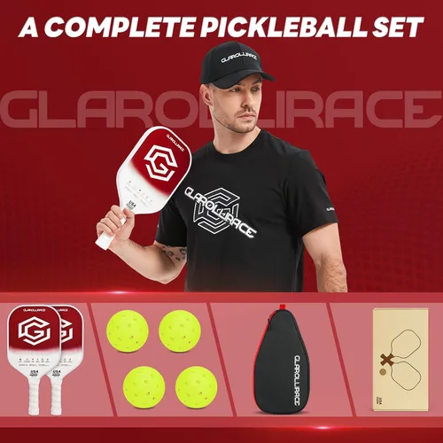 Miniatura 7 de Juego de 2 palas de pickleball 4 raquetas de pickleball, juego de pickleball aprobado por USAPA, superficie de fibra de vidrio fibra de carbono