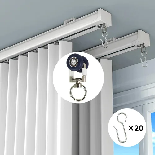 Miniatura 6 de TSBS - Paquete de 15 rodillos de cortina de techo, deslizadores de pista deslizante con rueda silenciosa, ideal para techo, pared, divisor de 0.787