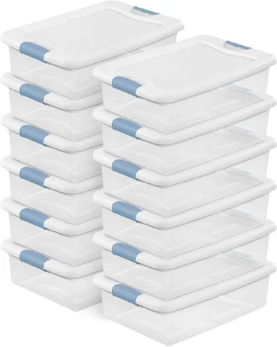 Miniatura 12 de Sterilite - Paquete de 12 contenedores apilables con pestillo, contenedores de almacenamiento bajo la cama con tapas, plástico transparente, 15