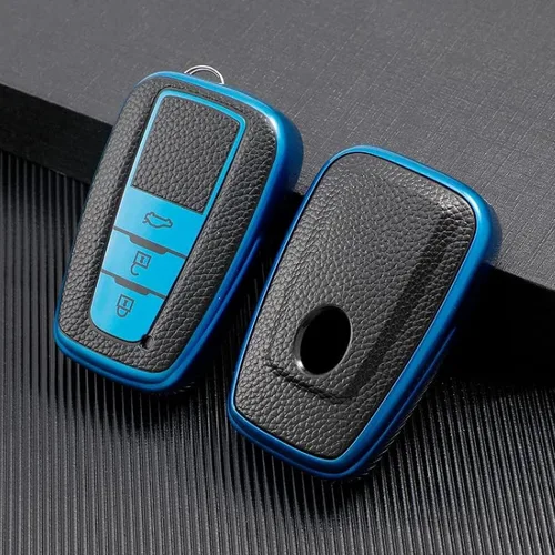 Miniatura 10 de DOUKI Funda de cuero TPU para llave de coche, para Toyota Camry Corolla Prius CHR C-HR RAV4 Hybryd Altis Land Cruiser Prado Sedan 2019 Verde F