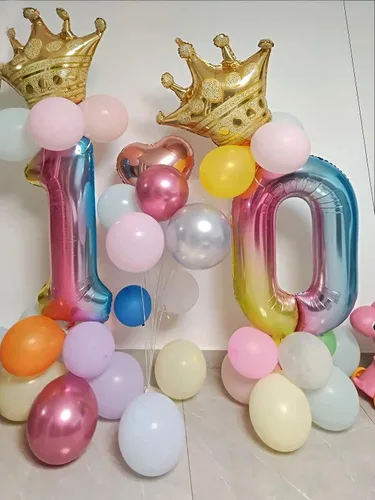 Miniatura 5 de Globos de números grandes del 0-9, color azul, 40 pulgadas, kit para decoraciones de fiesta de cumpleaños y baby showers para inflar con helio